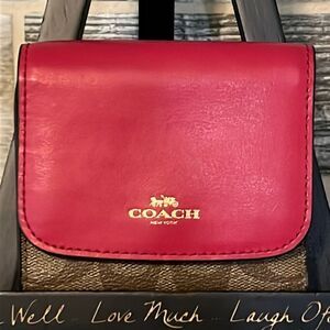 Coach Small Wallet in Signature Canvas Print & Colourblock